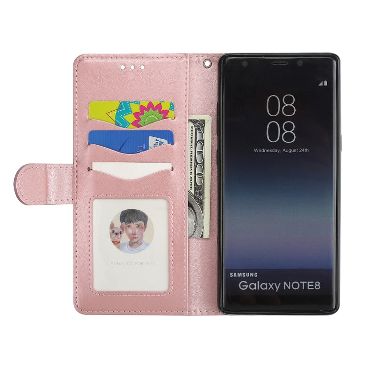 For Galaxy Note 8 Glittery Powder Flamingo Print Horizontal Flip Leather Case with Holder & Wallet & Card Slots & Photo Frame