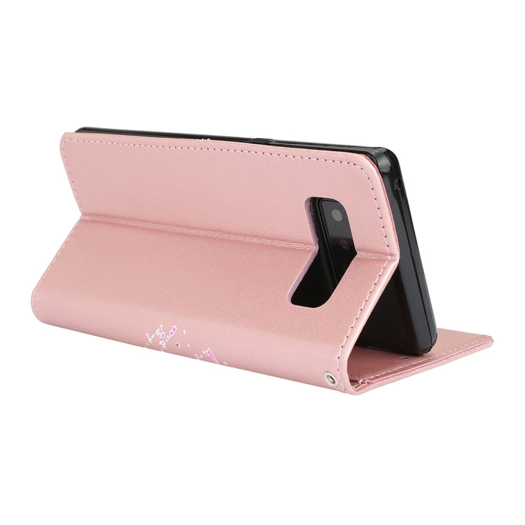 For Galaxy Note 8 Glittery Powder Flamingo Print Horizontal Flip Leather Case with Holder & Wallet & Card Slots & Photo Frame