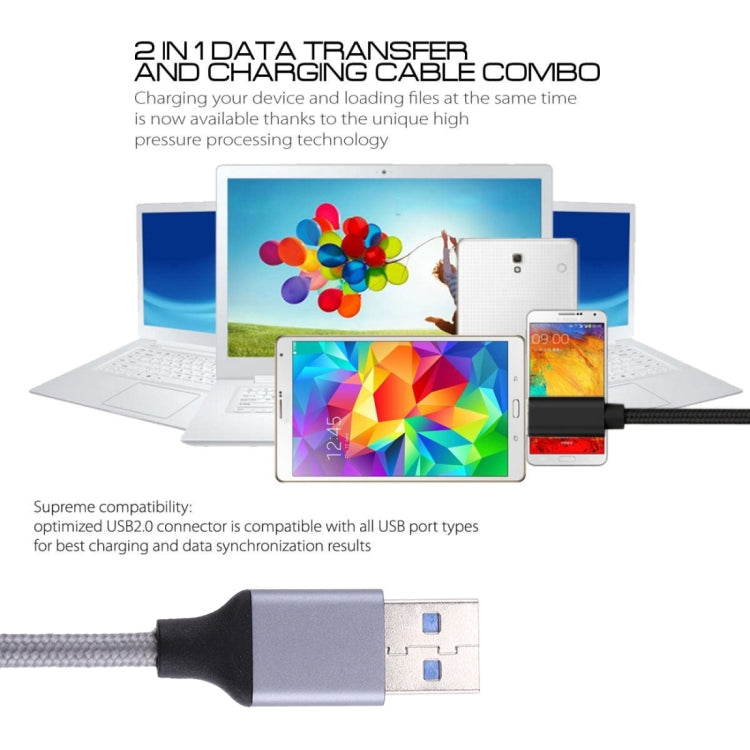 1m Wires Woven Metal Head USB-C / Type-C 3.1 to USB 3.0 Data / Charger Cable(Grey)