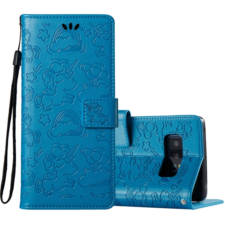 For Galaxy Note 8 Pressed Horse Cloud Print Horizontal Flip Leather Case with Holder & Card Slots & Wallet & Lanyard