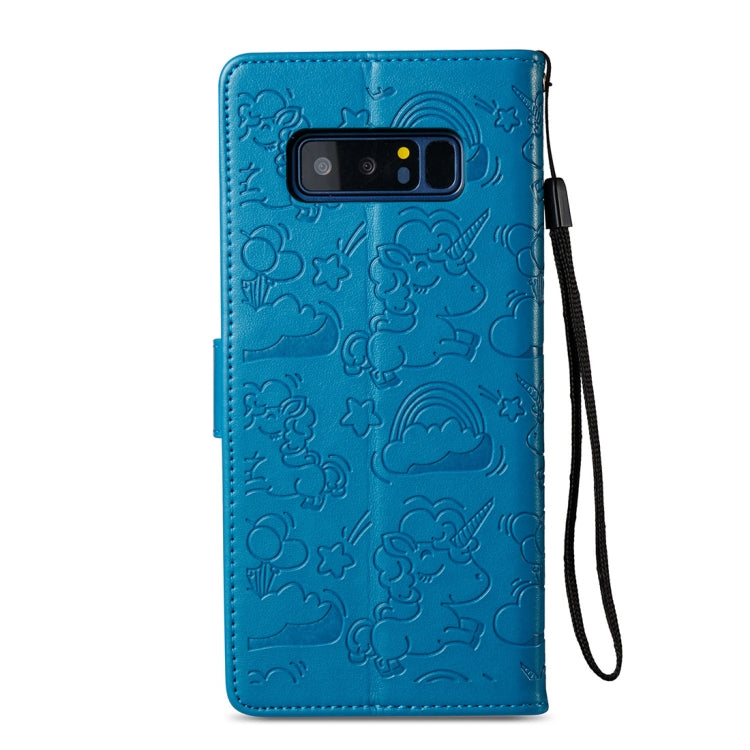 For Galaxy Note 8 Pressed Horse Cloud Print Horizontal Flip Leather Case with Holder & Card Slots & Wallet & Lanyard