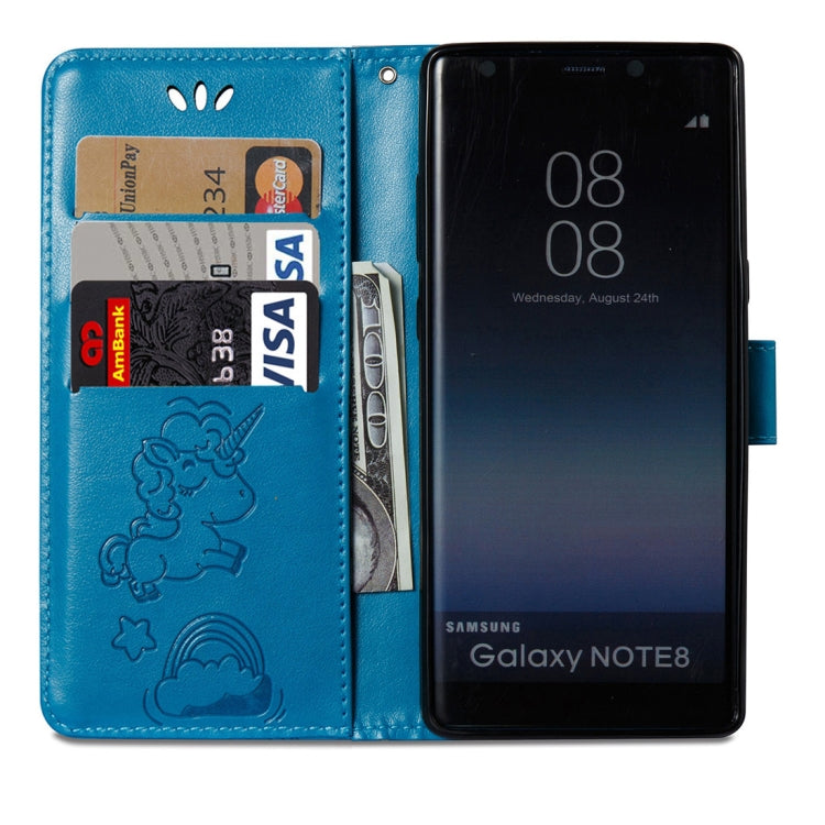 For Galaxy Note 8 Pressed Horse Cloud Print Horizontal Flip Leather Case with Holder & Card Slots & Wallet & Lanyard