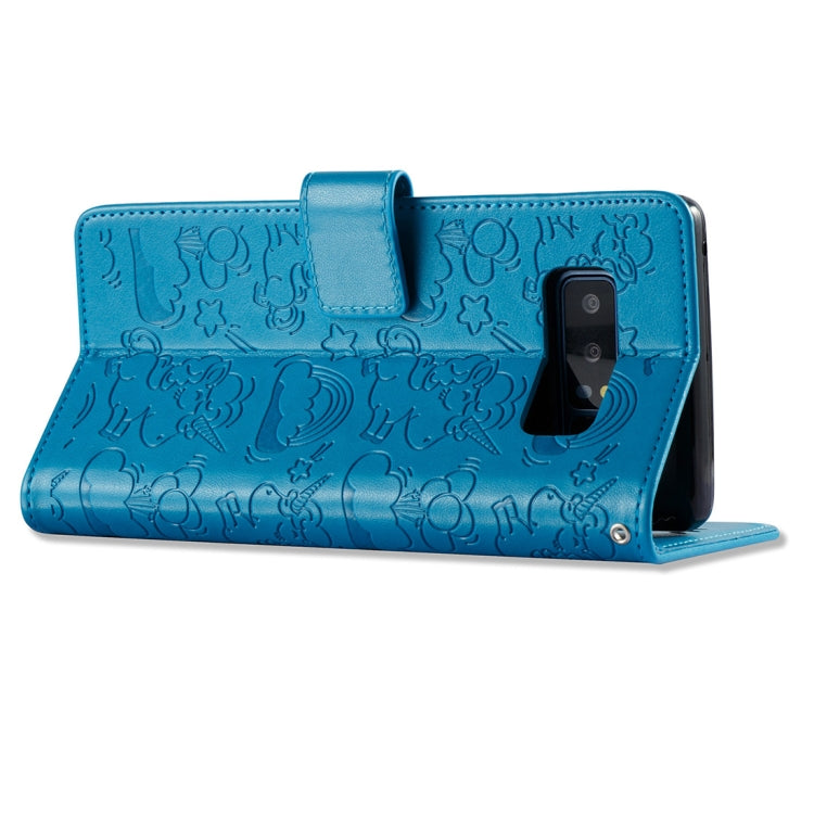 For Galaxy Note 8 Pressed Horse Cloud Print Horizontal Flip Leather Case with Holder & Card Slots & Wallet & Lanyard