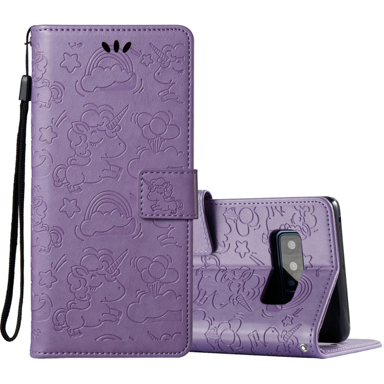For Galaxy Note 8 Pressed Horse Cloud Print Horizontal Flip Leather Case with Holder & Card Slots & Wallet & Lanyard