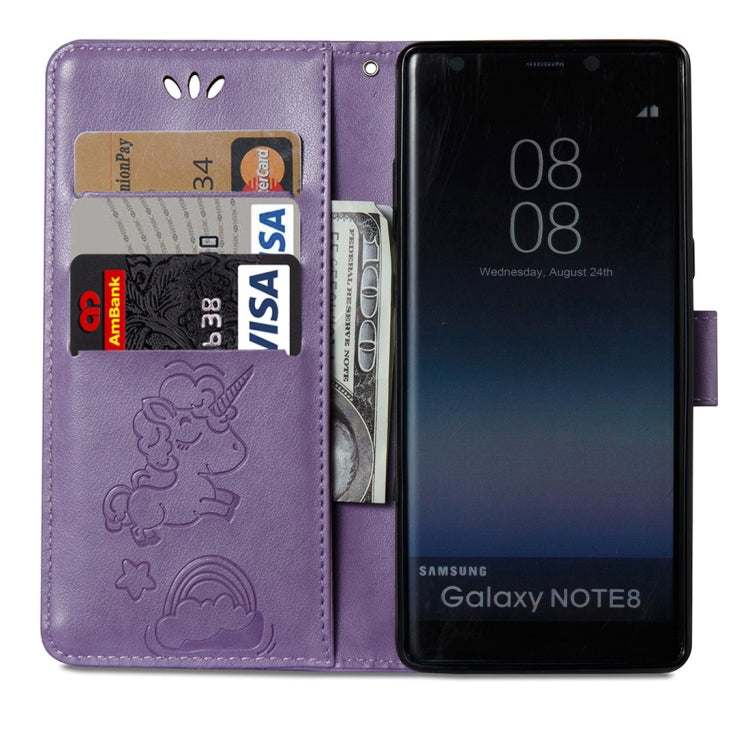 For Galaxy Note 8 Pressed Horse Cloud Print Horizontal Flip Leather Case with Holder & Card Slots & Wallet & Lanyard