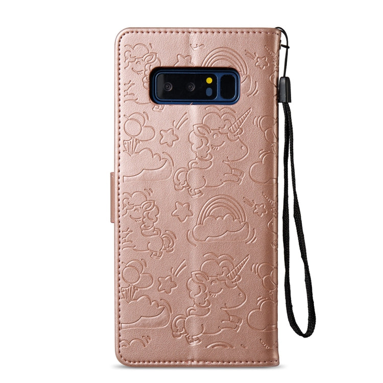 For Galaxy Note 8 Pressed Horse Cloud Print Horizontal Flip Leather Case with Holder & Card Slots & Wallet & Lanyard