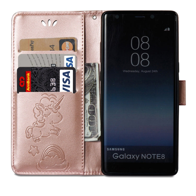 For Galaxy Note 8 Pressed Horse Cloud Print Horizontal Flip Leather Case with Holder & Card Slots & Wallet & Lanyard