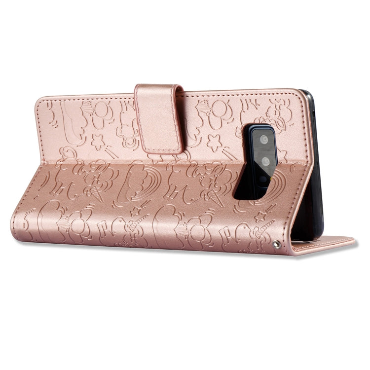 For Galaxy Note 8 Pressed Horse Cloud Print Horizontal Flip Leather Case with Holder & Card Slots & Wallet & Lanyard