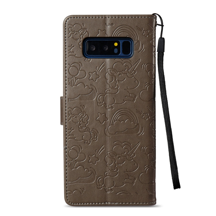 For Galaxy Note 8 Pressed Horse Cloud Print Horizontal Flip Leather Case with Holder & Card Slots & Wallet & Lanyard