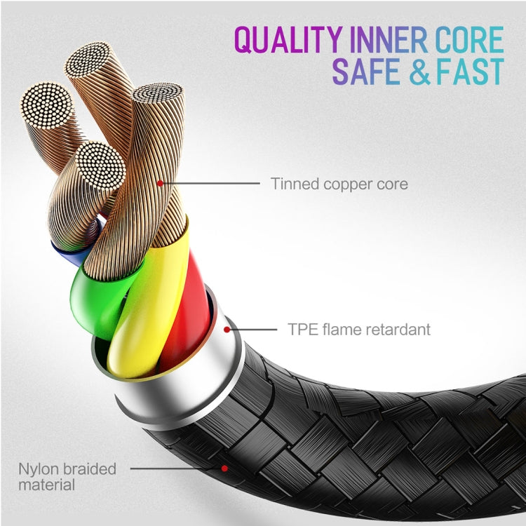 ROCK 2A 1m U-Shape Nylon Weave Type-C to USB Fast Data Sync Charger Cable for Samsung Galaxy S8 & S8 + / LG G6 / Huawei P10 & P10 Plus / Oneplus 5 and other Smartphones