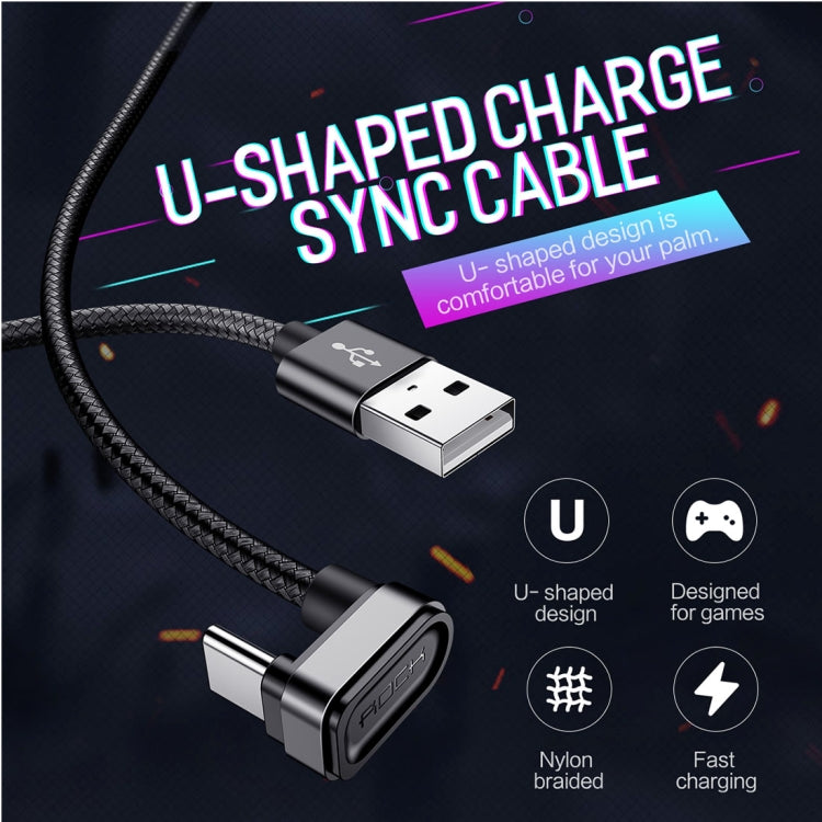 ROCK 2A 1m U-Shape Nylon Weave Type-C to USB Fast Data Sync Charger Cable for Samsung Galaxy S8 & S8 + / LG G6 / Huawei P10 & P10 Plus / Oneplus 5 and other Smartphones