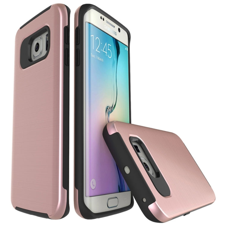 For Galaxy S6 Edge / G925 Simple Brushed Texture 2 in 1 PC + TPU Combination Protective Case