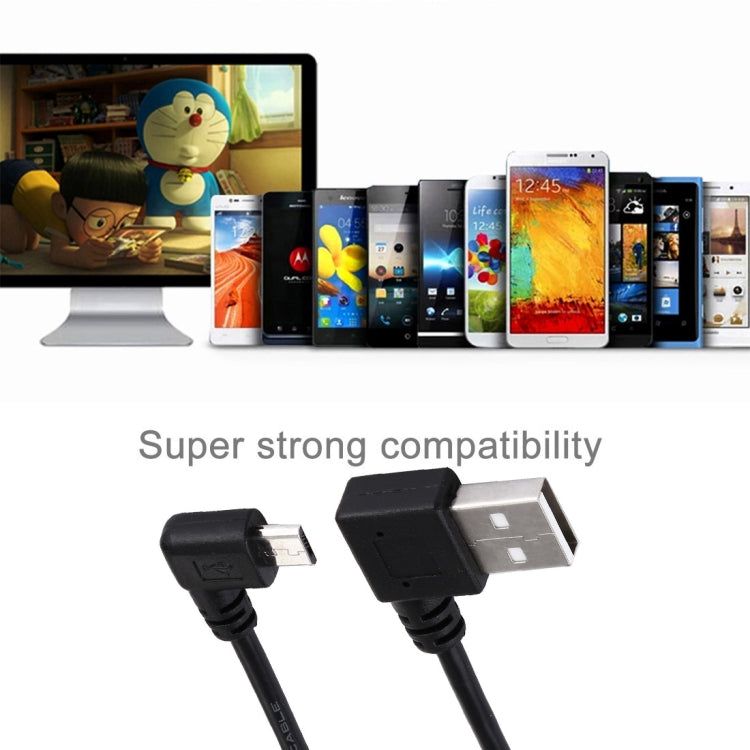20cm USB 2.0 Male Angle Left to Left Turn Micro USB Male Angle Data Charging Cable