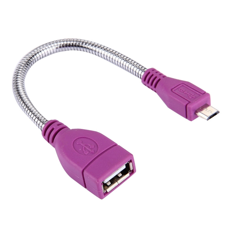 10cm USB 2.0 Female to Micro USB Male Metal Soft Hose Data Charging Cable, For Samsung / Huawei / Xiaomi / Meizu / LG / HTC and Other Smartphones(Purple)