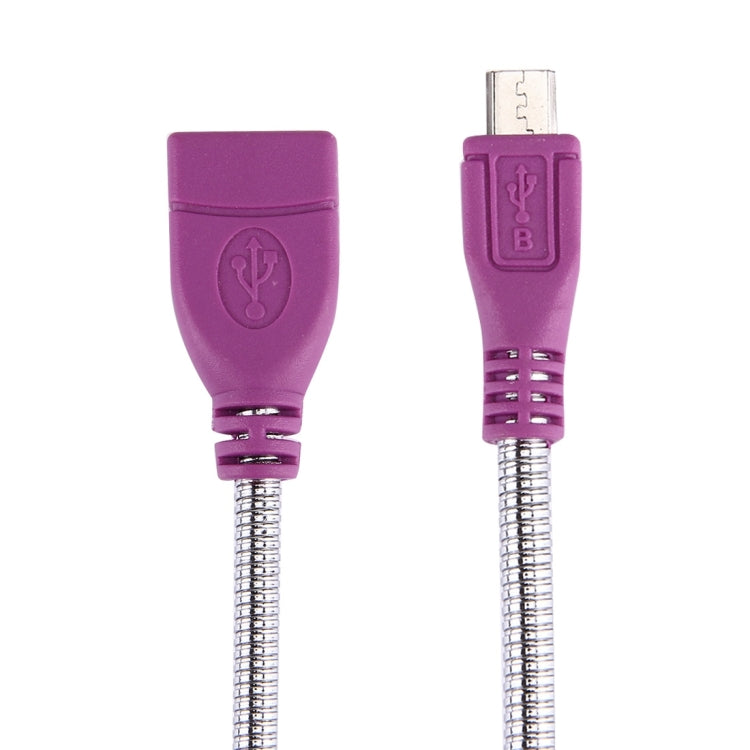 10cm USB 2.0 Female to Micro USB Male Metal Soft Hose Data Charging Cable, For Samsung / Huawei / Xiaomi / Meizu / LG / HTC and Other Smartphones(Purple)