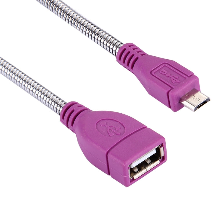 10cm USB 2.0 Female to Micro USB Male Metal Soft Hose Data Charging Cable, For Samsung / Huawei / Xiaomi / Meizu / LG / HTC and Other Smartphones(Purple)