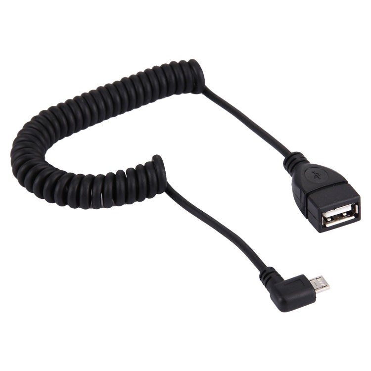 Micro USB to USB 2.0 OTG Retractable Coiled Cable for Samsung and other Smartphones, Coiled Cable Stretches to 1.5m