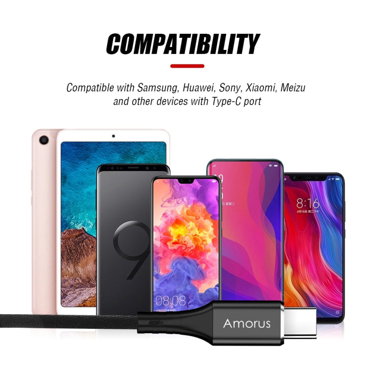 Amorus 2A USB-C to USB-C / Type-C High-gloss Aluminum Alloy Cloth Weaving Fast Charging & Data Cable