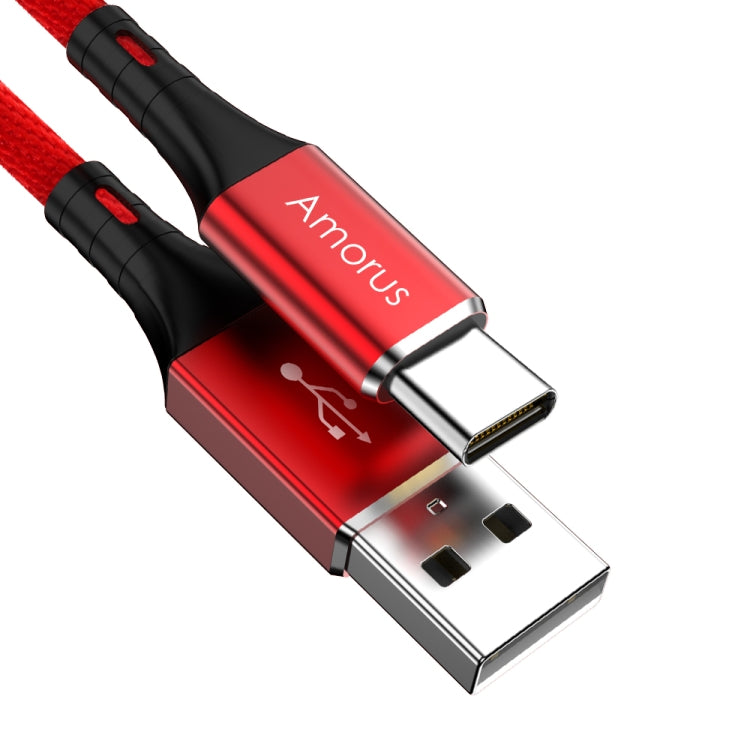 Amorus 2A USB-C to USB-C / Type-C High-gloss Aluminum Alloy Cloth Weaving Fast Charging & Data Cable