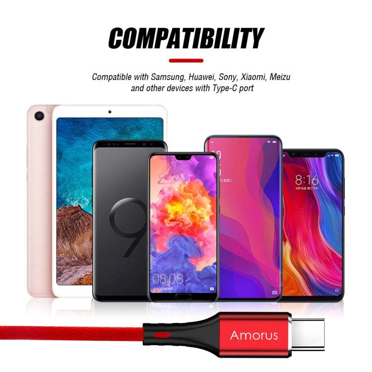 Amorus 2A USB-C to USB-C / Type-C High-gloss Aluminum Alloy Cloth Weaving Fast Charging & Data Cable
