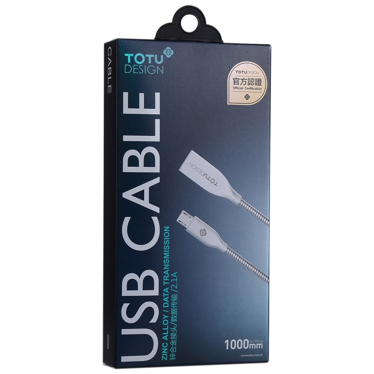 TOTUDESIGN 1m Steel Rope 2.1A USB Female to Micro USB Data Sync Charging Cable, For Galaxy, Huawei, Xiaomi, LG, HTC and Other Smart Phones