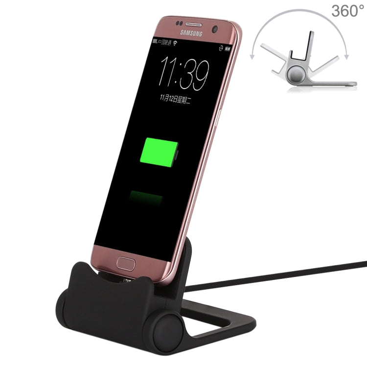 B-D03 2A Micro USB Port Rotatable Charging Dock Station, Cable Length: 1m, For Galaxy, Huawei, Xiaomi, HTC, Sony and other Smartphones(Black)