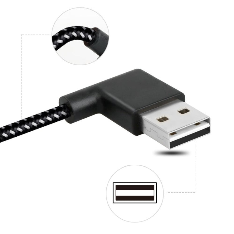 2m 2A USB to USB-C / Type-C Nylon Weave Style Double Elbow Data Sync Charging Cable