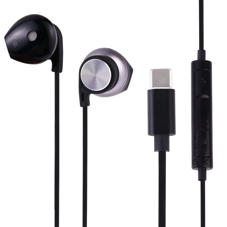 USB-C / Type-C Interface Stereo Wired Control In-ear Earphone (Black)