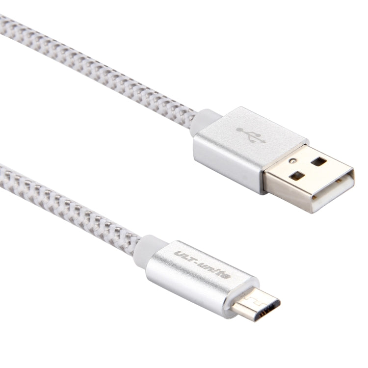ULT-unite 1m Knit Texture USB 2.0 to Micro USB All-copper Wire Data Sync Charging Cable, For Samsung / Huawei / Xiaomi / Meizu / LG / HTC and Other Smartphones(Silver)