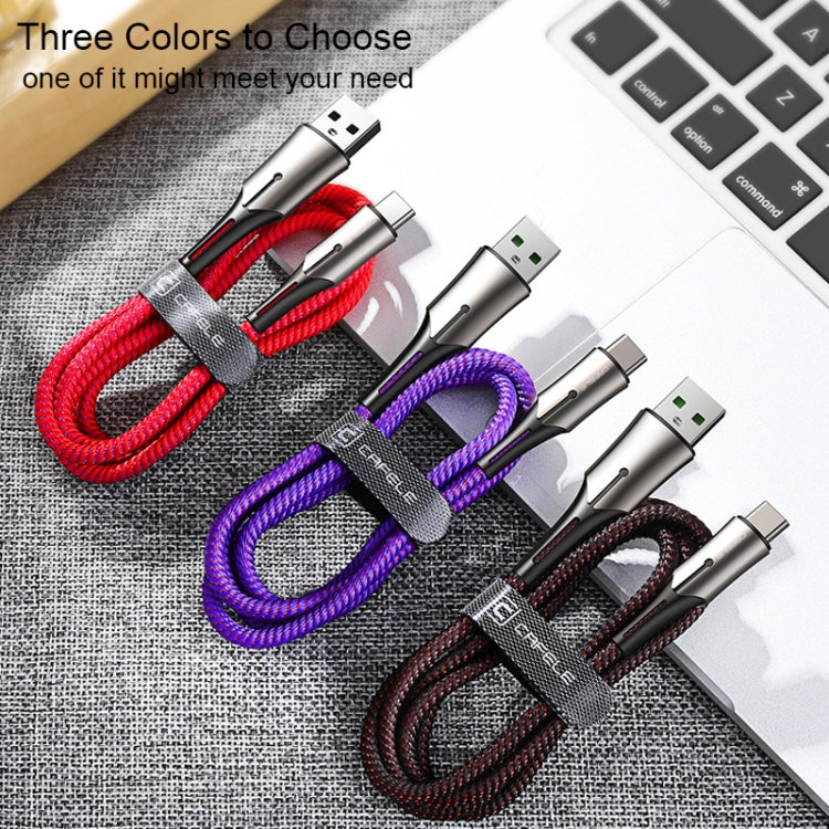 CAFELE 5A Type-C / USB-C Metal Pen Series Kirsite Charging Data Cable, Length: 1m (Red)