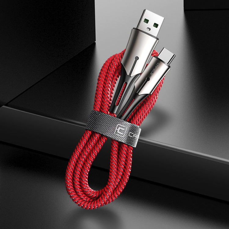 CAFELE 5A Type-C / USB-C Metal Pen Series Kirsite Charging Data Cable, Length: 1m (Red)