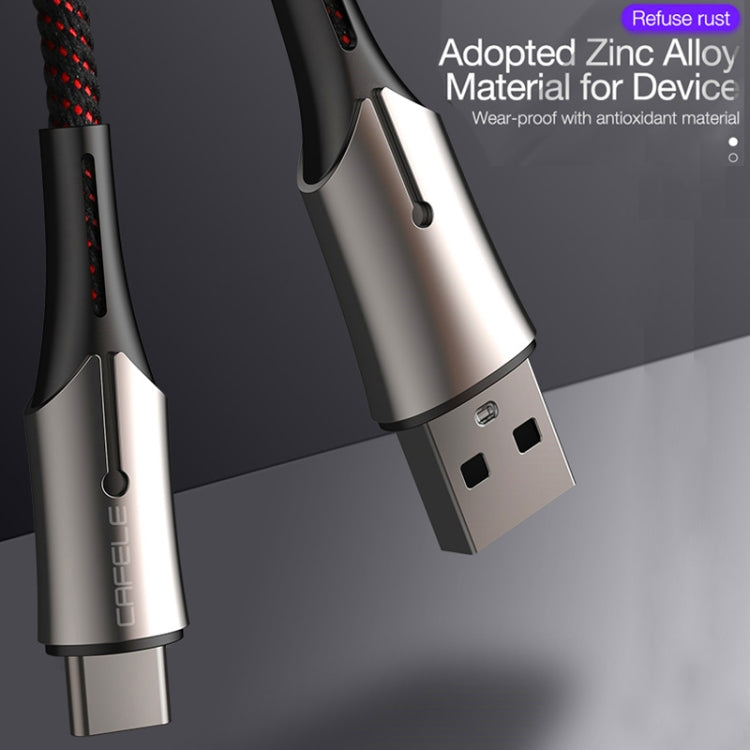 CAFELE 5A Type-C / USB-C Metal Pen Series Kirsite Charging Data Cable, Length: 1m (Red)