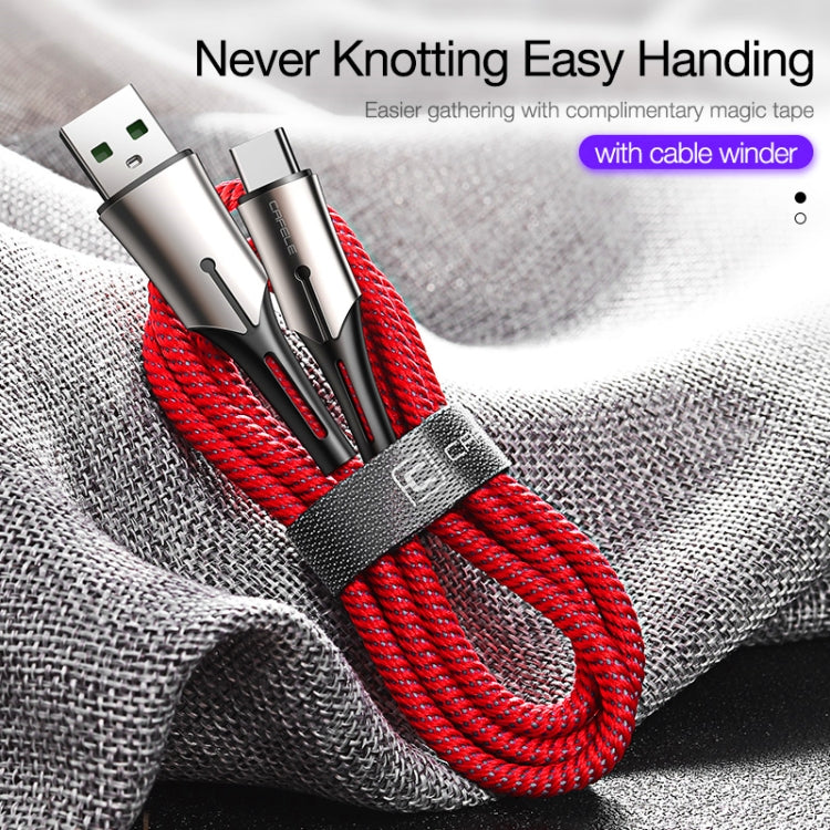 CAFELE 5A Type-C / USB-C Metal Pen Series Kirsite Charging Data Cable, Length: 1m (Red)