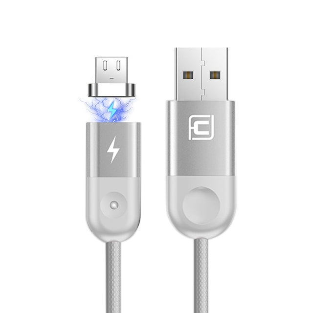 CAFELE Micro USB Light Speed Magnet Nylon Charging Cable with LED Light, Length: 1m