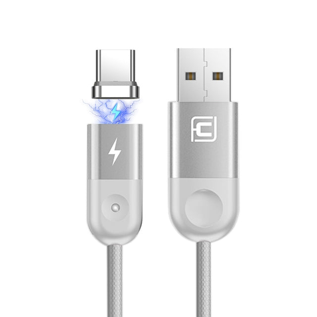 CAFELE Type-C / USB-C Light Speed Magnet Nylon Charging Cable with LED Light, Length: 1m