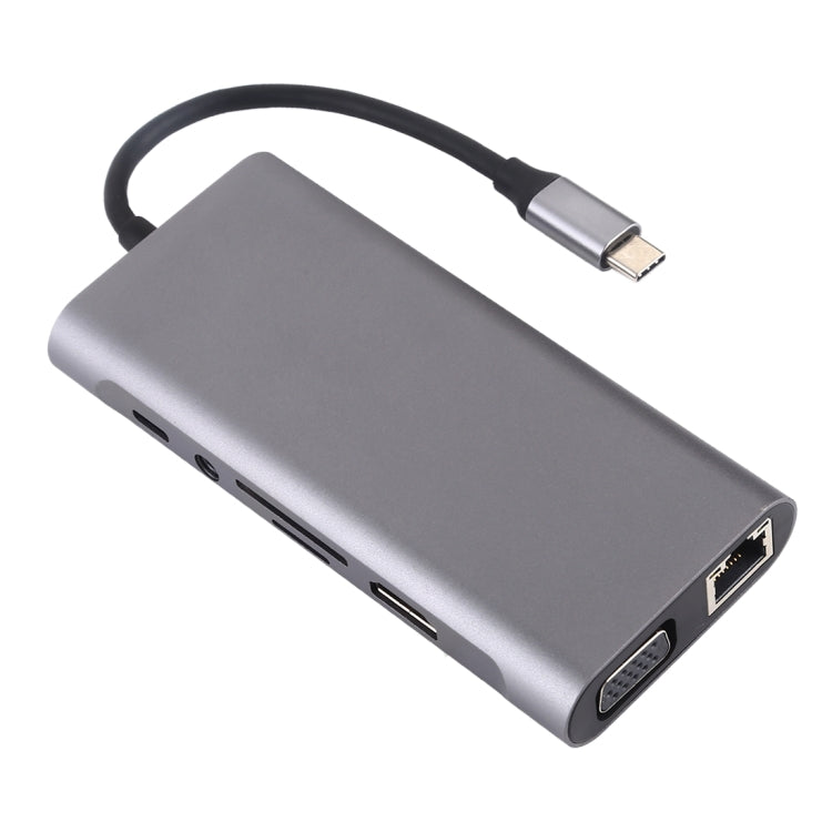 11 in 1 VGA + LAN Port + 4 x USB 3.0 + SD / TF Card + HDMI + Audio Port + USB-C / Type-C Female to USB-C / Type-C HUB Adapter