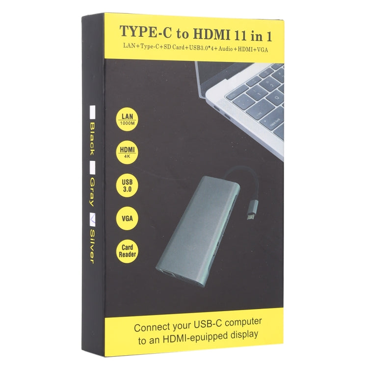 11 in 1 VGA + LAN Port + 4 x USB 3.0 + SD / TF Card + HDMI + Audio Port + USB-C / Type-C Female to USB-C / Type-C HUB Adapter
