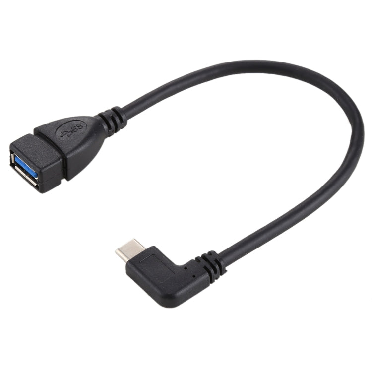 USB 3.0 Female to USB-C / Type-C Male Elbow Design Data / Charger Cable, Total Length: about 24cm, for Galaxy S8 & S8 + / LG G6 / Huawei P10 & P10 Plus / Oneplus 5 and other Smartphones