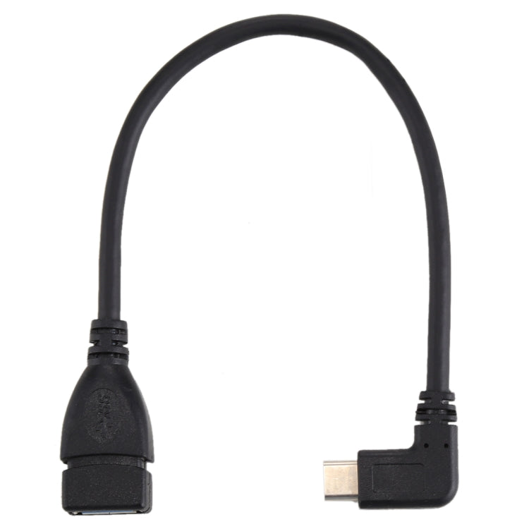 USB 3.0 Female to USB-C / Type-C Male Elbow Design Data / Charger Cable, Total Length: about 24cm, for Galaxy S8 & S8 + / LG G6 / Huawei P10 & P10 Plus / Oneplus 5 and other Smartphones