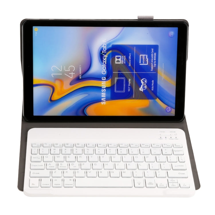ST590S Bluetooth 3.0 Fine Wool Texture PU Leather ABS Detachable Seven-color Backlight Bluetooth Keyboard Leather Tablet Case for Samsung Galaxy Tab A 10.5 inch T590 / T595, with Pen Slot & Holder