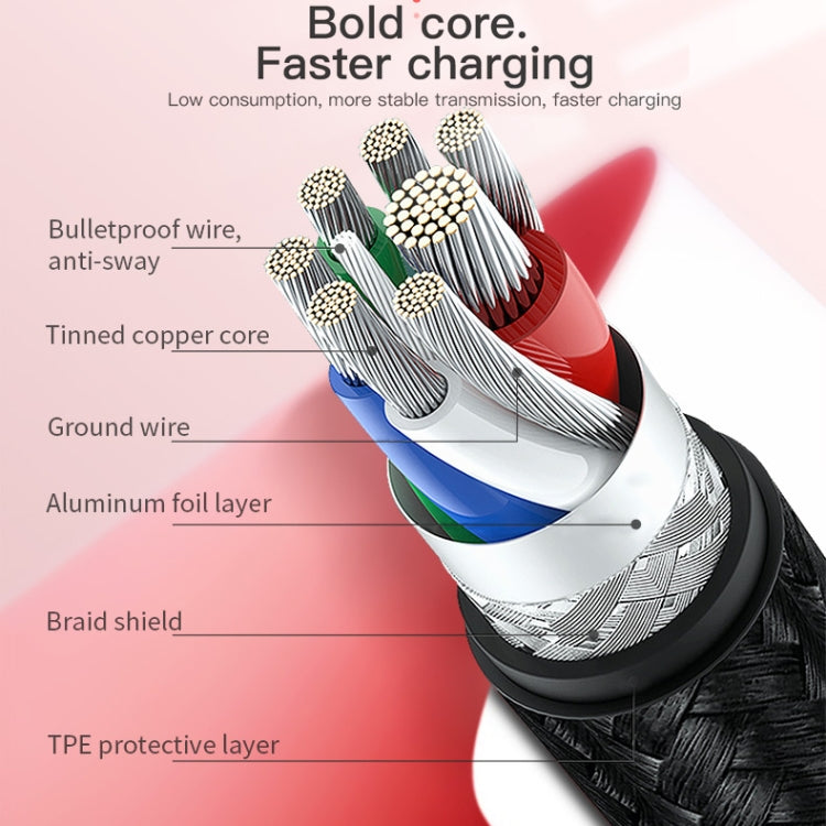 TOTUDESIGN BMA-025 Wing Series 2.4A Micro USB Weaving Charging Cable, Length: 1m