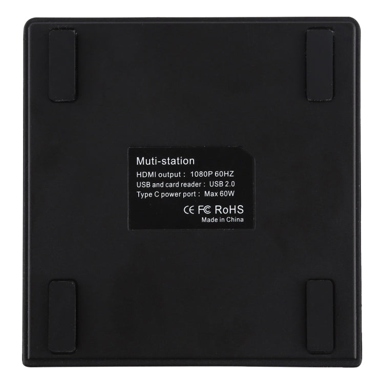 V105 USB-C / Type-C to USB 2.0 x 3 + USB-C / Type-C + HDMI + Audio Port + SD / TF Card Reader Multi-function Phone Stand HUB Docking Station