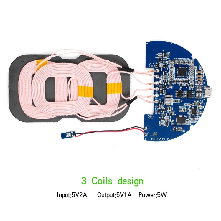 A2 5W Fast Qi Standard Charging Universal DIY 3-Coils PCBA Wireless Charging Board Charger Transmitter, For iPhone 8 / 8 Plus / X & Galaxy S8+ / S8 / S6 / S7 edge / S7 / S6 edge / S6 edge + / Note 5