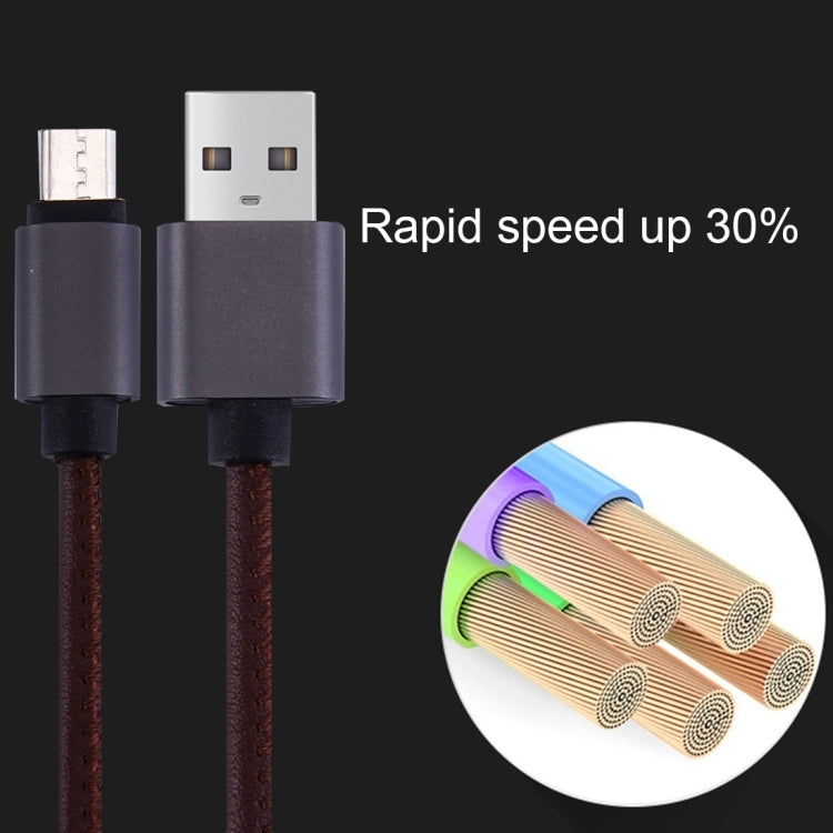 1m PU Leather Knitting Metal Head 90 Cores Micro USB to USB 2.0 Data / Charger Cable, For Samsung / Huawei / Xiaomi / Meizu / LG / HTC and Other Smartphones