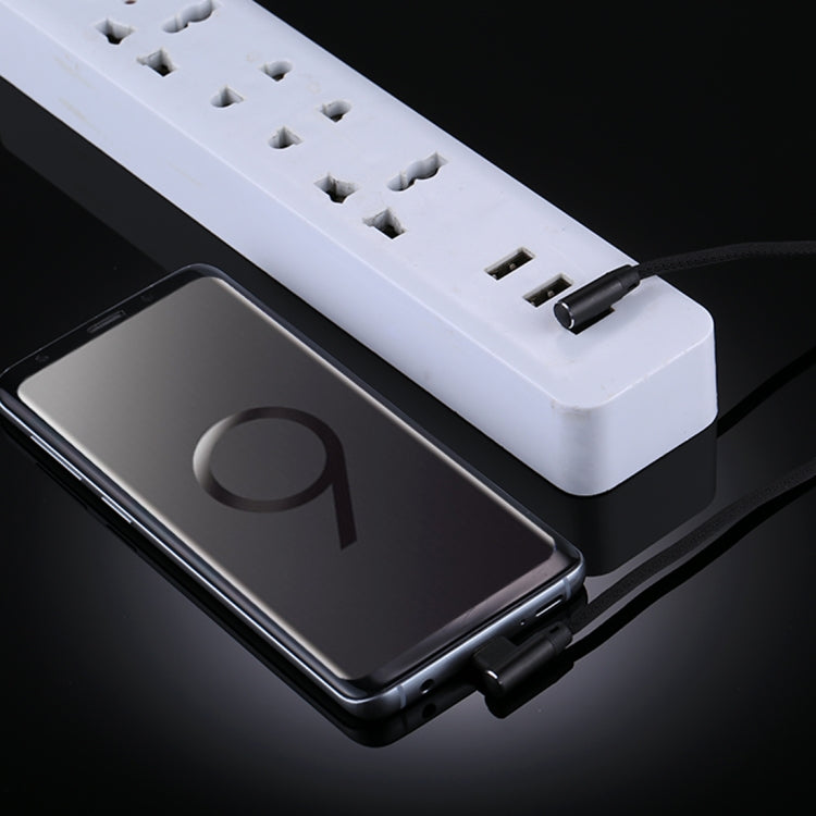 1m 2.4A Output USB to USB-C / Type-C Double Elbow Design Nylon Weave Style Data Sync Charging Cable