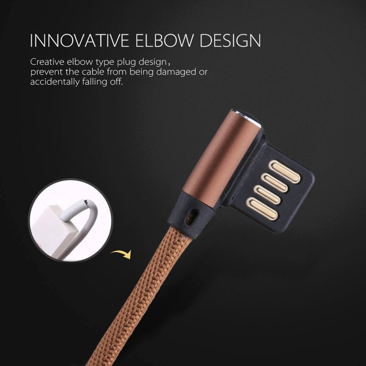 1m 2.4A Output USB to USB-C / Type-C Double Elbow Design Nylon Weave Style Data Sync Charging Cable