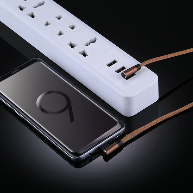 1m 2.4A Output USB to USB-C / Type-C Double Elbow Design Nylon Weave Style Data Sync Charging Cable