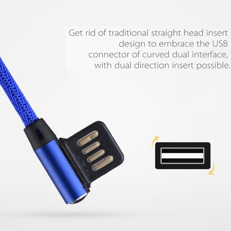 1m 2.4A Output USB to USB-C / Type-C Double Elbow Design Nylon Weave Style Data Sync Charging Cable