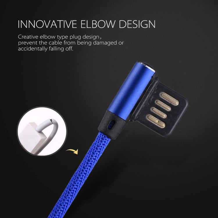 1m 2.4A Output USB to USB-C / Type-C Double Elbow Design Nylon Weave Style Data Sync Charging Cable