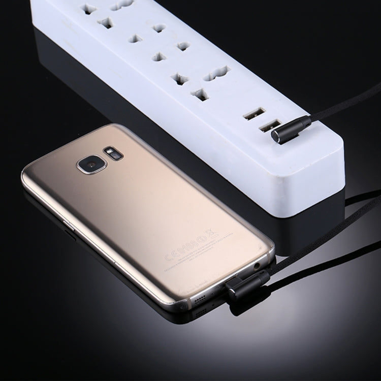 1m 2.4A Output USB to Micro USB Double Elbow Design Nylon Weave Style Data Sync Charging Cable, F